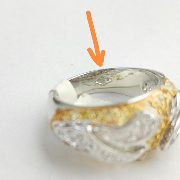 Nwt Two tone 14k yellow and white gold CZ band ring size 6 - Picture 5 of 9